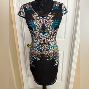 Sangria Black Floral Midi Dress